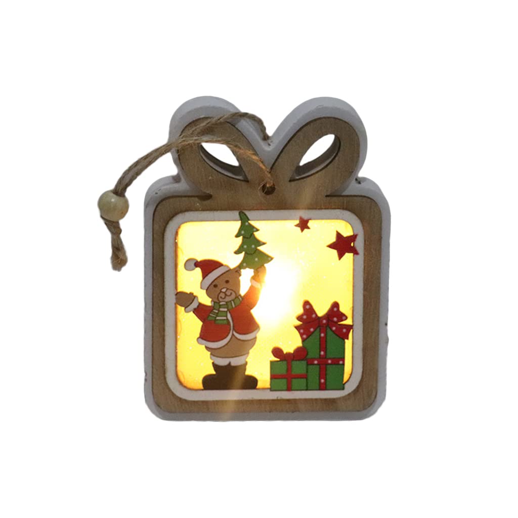 Elnwnnkc Christmas Light Ornament Christmas Tree Hanging Pendant Wooden/Gift Bag/Star/Tree Gift Prsent Ornaments