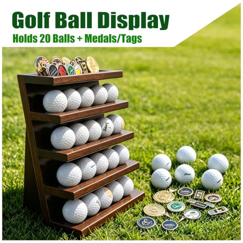 Image of 100% Solid Cypress Wood Golf Ball Display(Black Walnut)