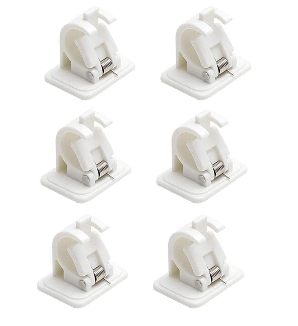 zaizai 3 Paia di Staffe per Aste per Tende Senza Trapano Supporto per Clip Fisso con Supporto Regolabile per Trapano Gancio per Appendiabiti per Cucina