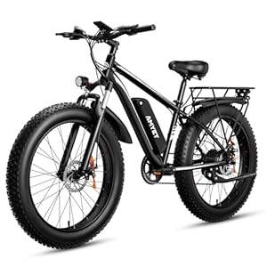 AMYET EB26 Electric Bike for Adults 1000W/peak 1500W Electric Bicycle 48V 15AH Battery Electric Bike 26″ Fat Tire Mountain 28mph 7 Speed Gears Dual Shock Absorber Electric Bike