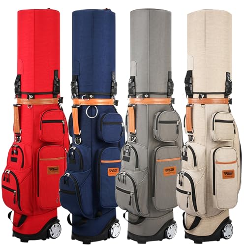 YUQIWKK スタンドゴルフバッグ キャディバッグ ゴルフクラブバッグ 大容量 10本収納 4.35kg ナイロン 練習用 クラブケース メンズ レディース 防水耐摩耗性 持ち運び便利 スポーツゴルフバッグ(Grey)