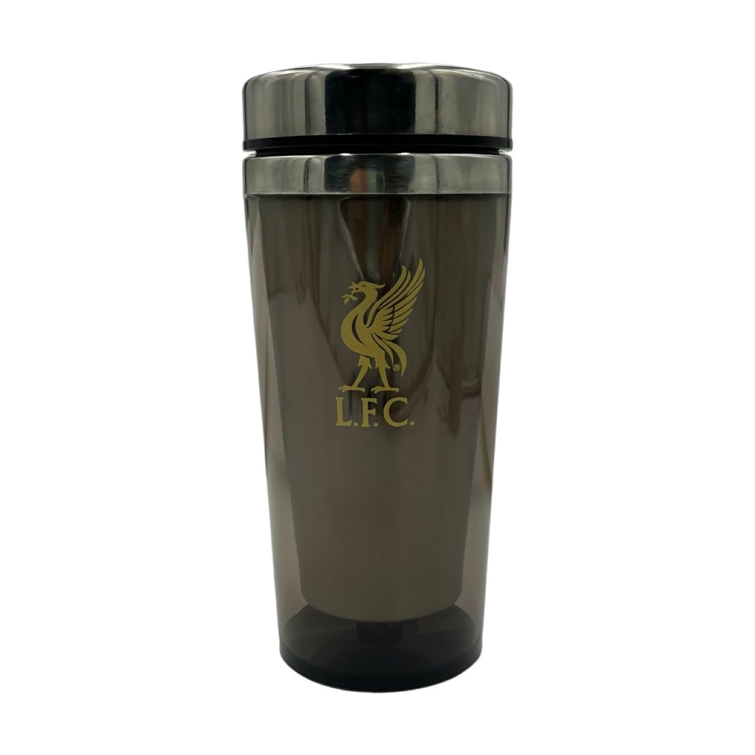 Liverpool FC Official Translucent Black with Gold Liverbird Travel Mug