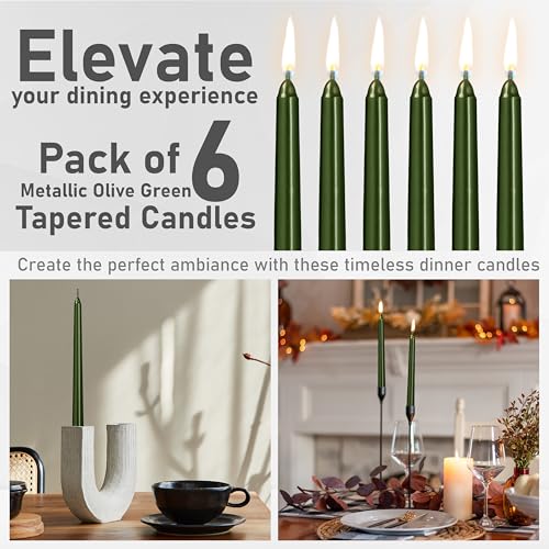 DECO EXPRESS Candles Set, Pack of 6 Classic Dripless Tapered Metallic Dinner Candles, Unscented with 8 Hours Burning Time - Image 4