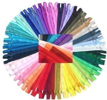 Zipperstop Wholesale YKK- 100 Assorted YKK Zippers Made in USA~ 4" TO 7" Coil Zippers YKK #3 Skirt & Dress Zippers Closed Bottom Made in USA with Customized Zipperstop Ribbon - Crafter's Special~COLOR REQUESTS ACCEPTED~500 YKK COLORS IN STOCK