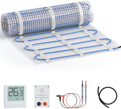 Electric Radiant Heat Mat - Are These the Game-Changers You Need? 8 ZIKEBTUY 10 Sqft Electric Radiant Heated Floor System, Heated Floor Mat with Digital Floor Sensing Thermostat and Installation Monitor, Customizable for Easy Installation
