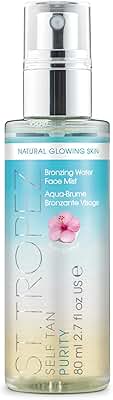 St.Tropez Bruma facial bronceadora Self Tan Purity Water, Vegano, hipoalergénica, paquete de 1, todo (1 x 80 ml), tónico facial