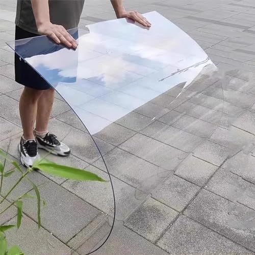 SANJIAOJIA Láminas de Plástico de Policarbonato Transparente,Panel Duradera PC,Protección UV,Impermeable,Paneles para Tejado,Toldo Marquesina para Exterior Jardín Terraza,Fácil de Cortar (0.6x1m)