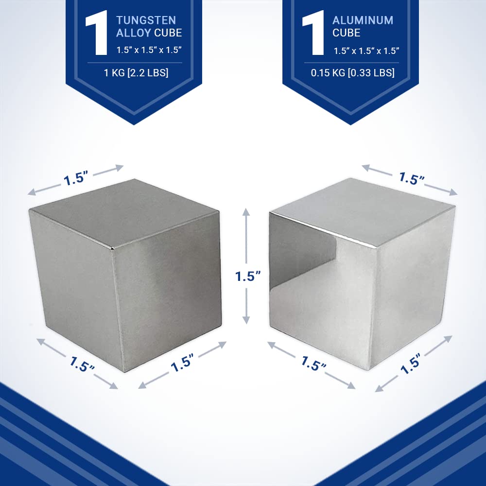 Aluminum & Tungsten Cube Set 3.81 cm (1.5 in) - One Kilo Tungsten & 150g  Aluminum : Amazon.co.uk: Toys & Games