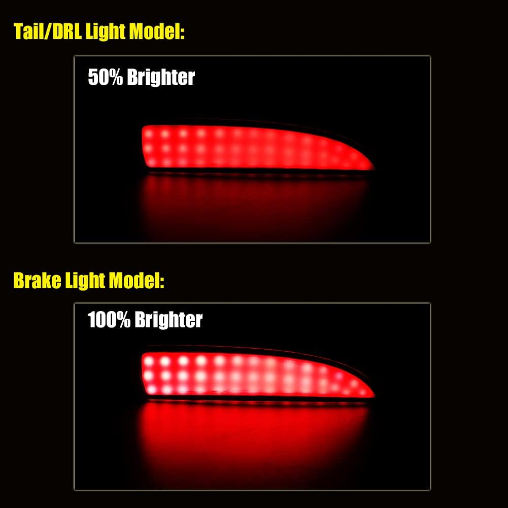 Smoked Lens LED Rear Bumper Reflector Lights Compatible with Mazda 3 5 6, 2016-2020 Toyota Yaris, Function as Tail, Brake & Rear Fog Lamps