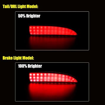 Red Lens LED Rear Bumper Reflector Lights Compatible with Mazda 3 5 6, 2016-2020 Toyota Yaris,Function as Tail, Brake & Rear Fog Lamps