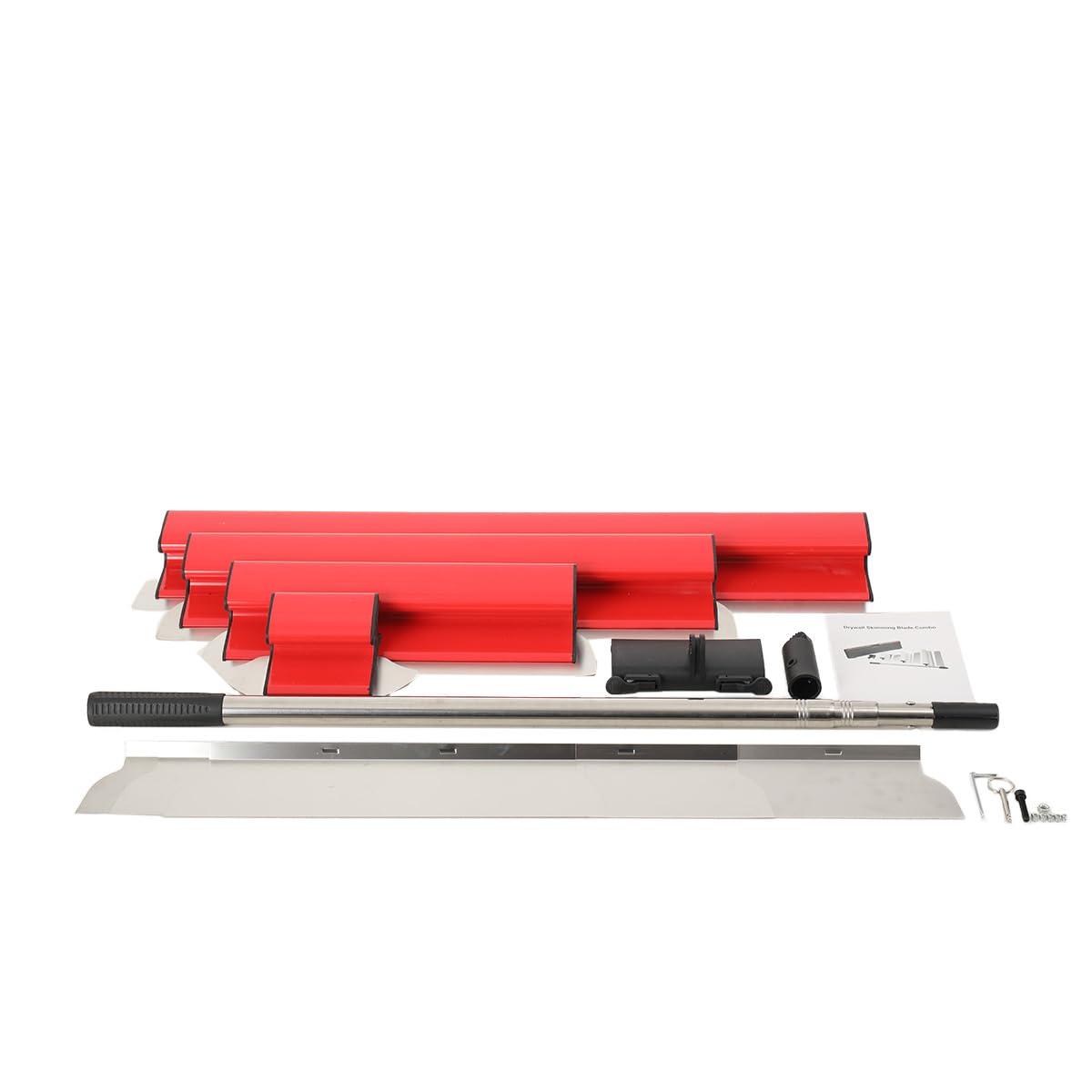 Flächenspachtel Set, Spachtel Werkzeug mit 90-200cm Verlängerungsgriff Pole | 400/600/800 mm Rechtwinklige/Gebogene Winkelklingen, Multifunktionsspachtel