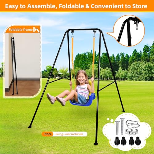 Image of Foldable Swing Stand for Kids, Heavy-Duty Metal Swing Frame for Indoor /Outdoor, Suitable for Most Baby Toddler Swings, Easy to Assemble & Store, Swings not Included