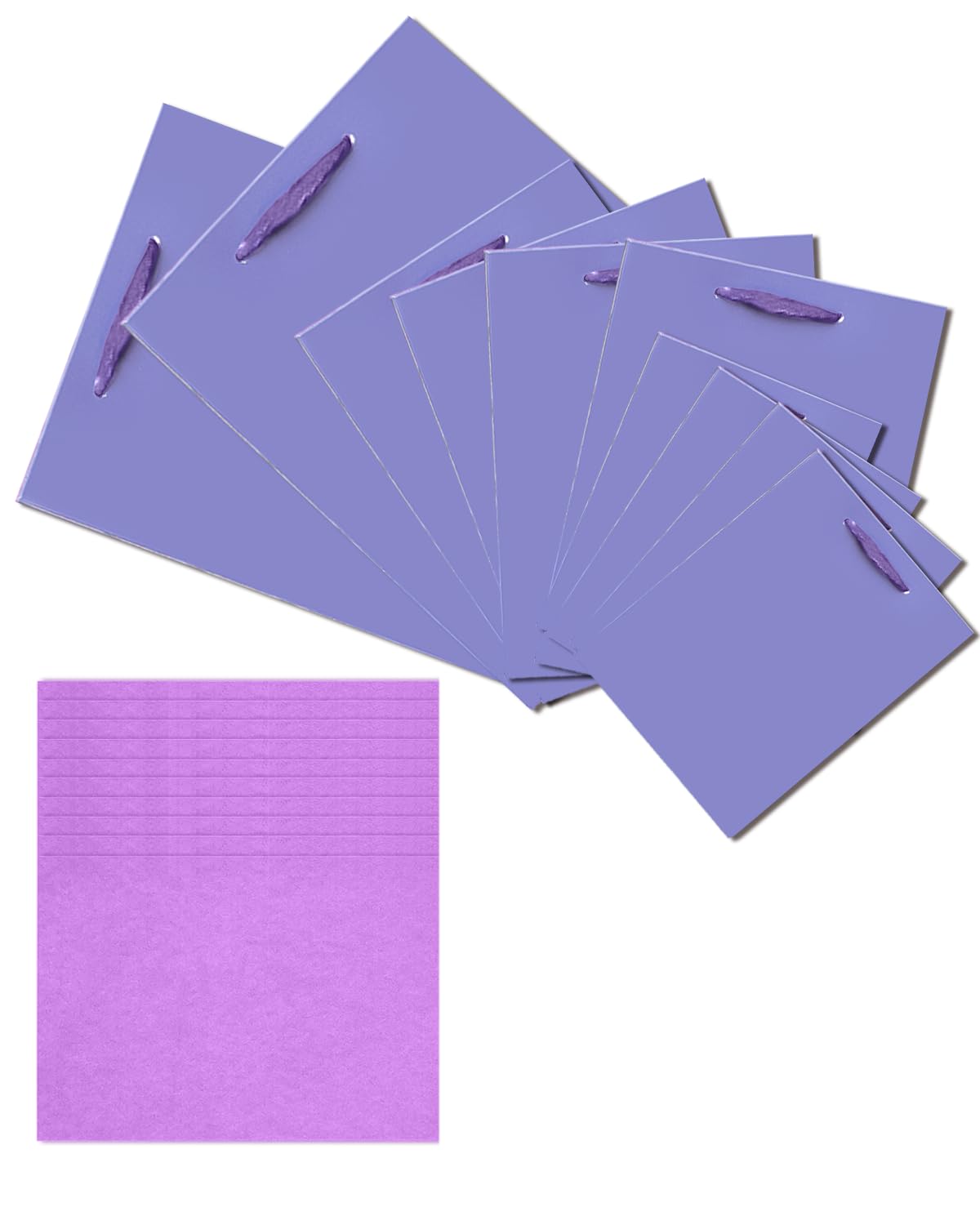 Gcardis fioletowe torebki na prezenty z bibuły, w różnych rozmiarach, 10 sztuk torebek na prezenty urodzinowe (2 sztuki duże 30 cm, 4 sztuki średnie 20 cm, 4 małe 15 cm, 22 sztuki bibułki)