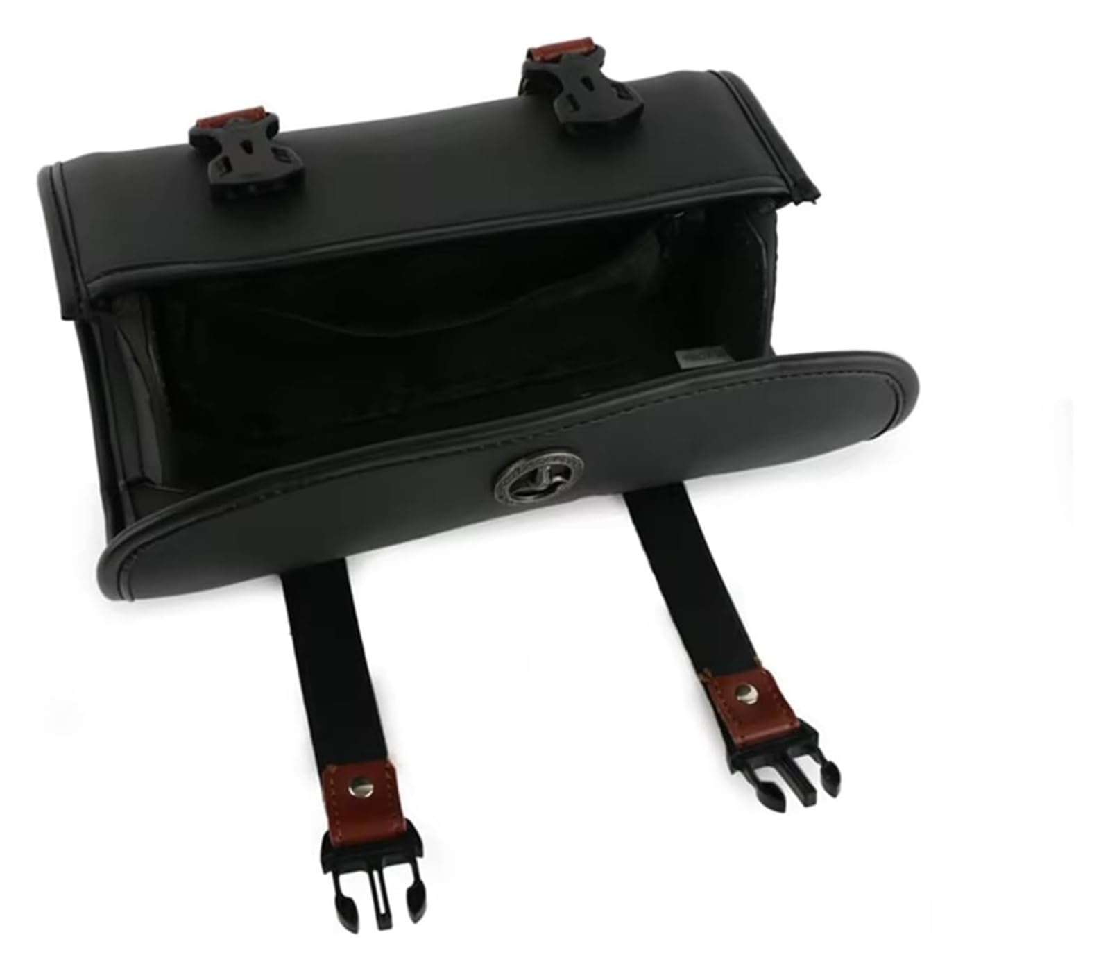 Moto Paraurti Borsa Moto Forcella Attrezzo Barile Forma Manubrio PU Pelle Borse Portaoggetti Nero Bagagli Sella Borsa