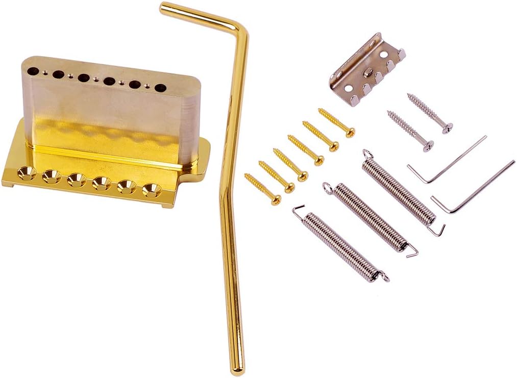 Alnicov Electric Guitar Tremolo System Brass Bridge System，Saddles Guitar Tremolo Bridge Accessories，for 6 String ST Electric Guitar