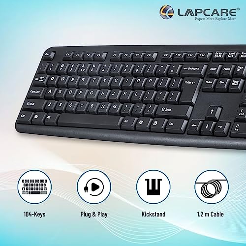 Image of Lapcare Alfa Keyboard 3 with Adjustable Kickstand, Capslock Indicator and 104 Keyboard Standard Key, USB 2.0 (Black)