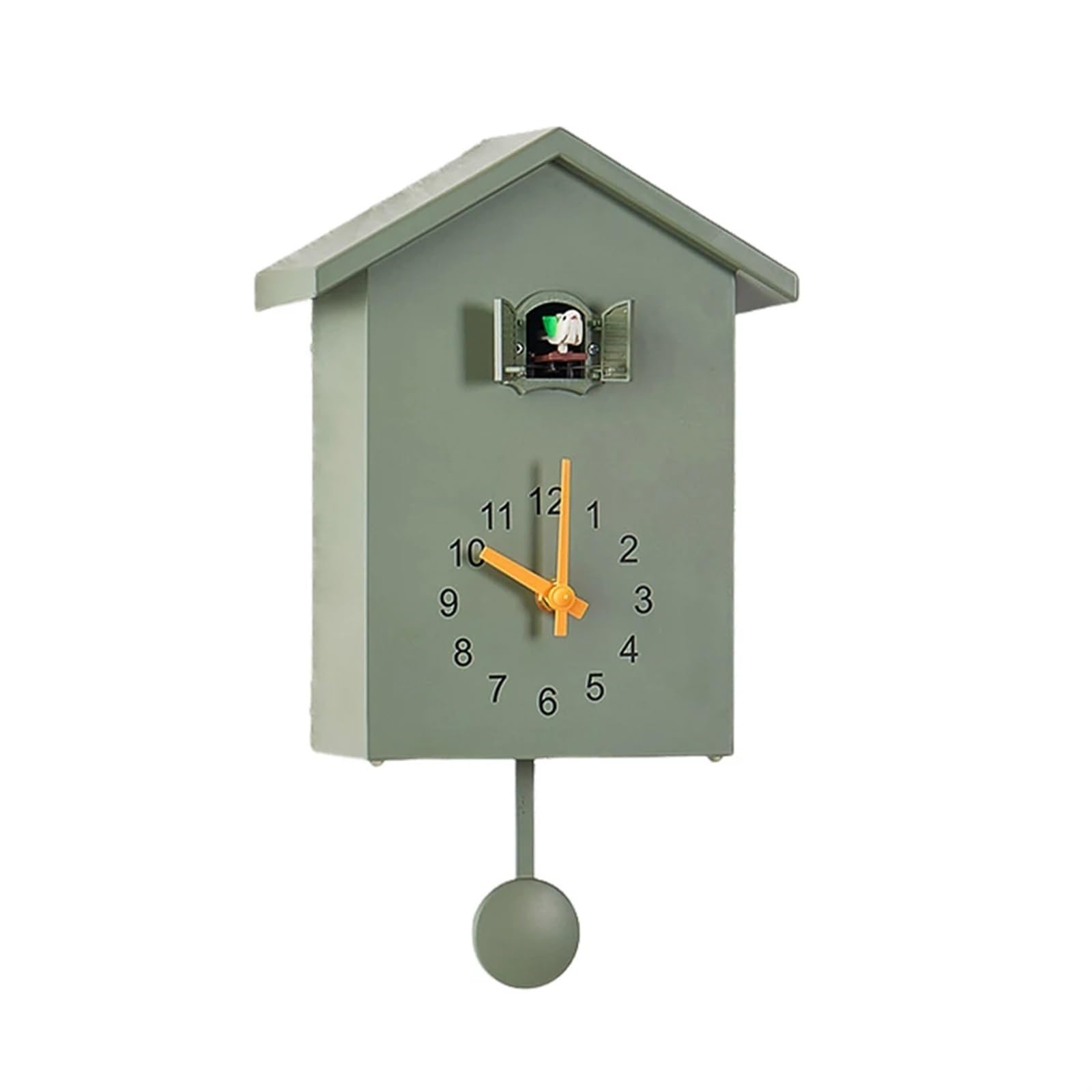SNGUOQ Cuckoo Wall Clocks For Home Decor Bird House Clock Smart Night Mode Hourly Chime For Living Room For Bedroom Office(Green)