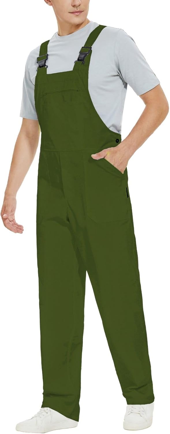 WORK IDEA Men's Bib Overalls Workwear Fashion Lightweight Jumpsuit with Pockets - Image 3