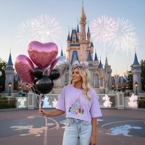 Image of Magical Crop Shirt for Women Magic Kingdom Princess Tshirt Funny Family Vacation Trip Tee Casual Holiday Top