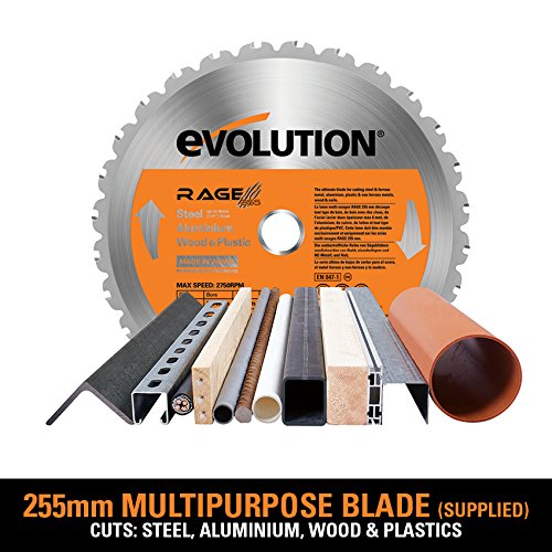 Evolution Power Tools Rage 5-S Multi-Purpose Table Saw (110 V) with Carbide-Tipped Blade, 255 mm