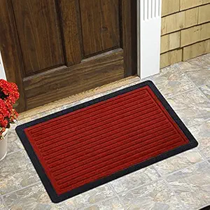 amazelo cart Door Mat Anti Skid Floor Mat Washroom Bath Mat Anti Slip Rug for Home Office Restaurant Hotel Living Room Bedroom Door Entrance, 60x40 cm, Red