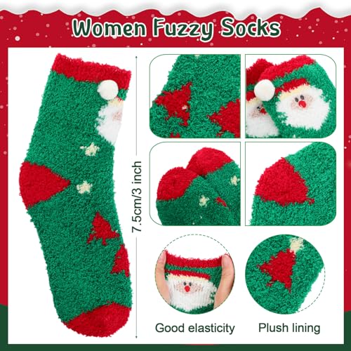 Image of Foaincore 12 Pairs Christmas Fuzzy Socks Bulk in Gift Box Women Cozy Animal Soft Fluffy Slipper Sock Winter Xmas Holiday Gift