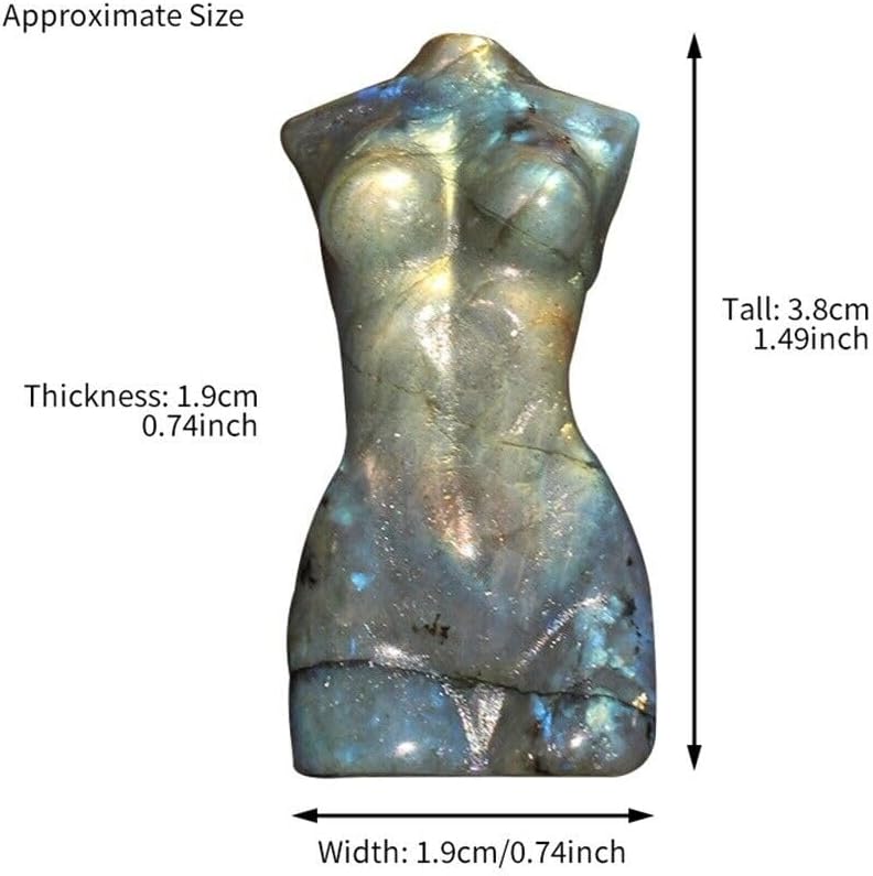 Miniatura 3 de TEAMWILL Escultura curativa de cristal tallado a mano natural de labradorita de cuarzo tallado a mano para manualidades (modelo femenino)