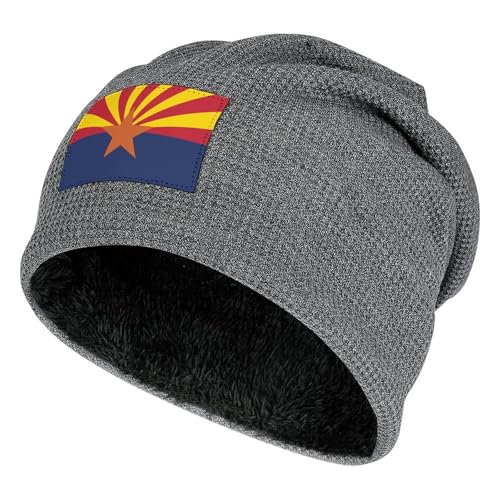 Unisex Fashion Knit Cap Arizona State Flag Cozy Knitted Cuffed Cap Slouchy Beanie Hats Outdoor Winter Warm Beanies