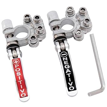 Belity Car Battery Terminal Connectors Disconnector Battery Cable Terminal Clamps Positive Negative with Hex Wrench