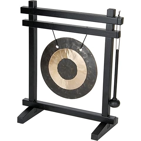 Woodstock Chimes Signature Collection, Woodstock Desk Gong, 12'' Wind Gongs for Outdoor, Patio, Home or Garden Décor (WDG),Black/Bronze Cover