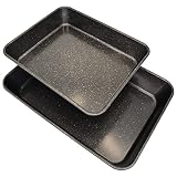 Gollense Deep Baking Pans Set of 2 for Oven Nonstick Cookie Sheets Baking Trays,13.4"x9.4"x2",10.6"x