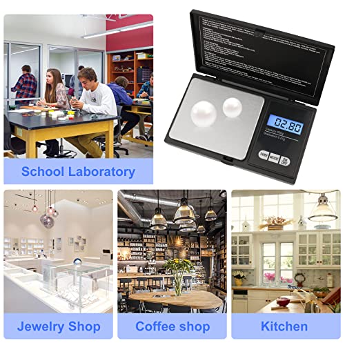 KEWUZY Taschenwaage, 500g / 0,01g Digitalwaage Grammwaage Feinwaage Goldwaage Münzwaage mit Tara Funktion 6 Wiegeeinheiten und LCD-Anzeige Digitalwaage Mit Batterien