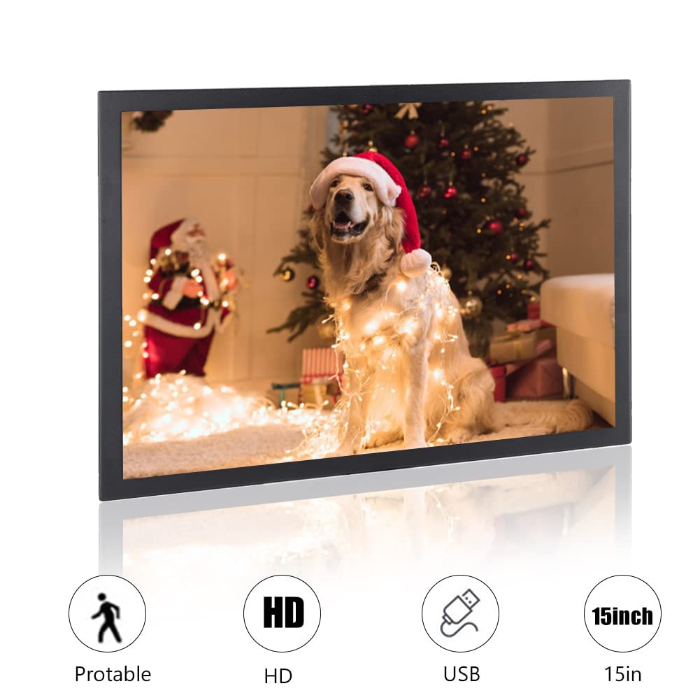 Moniteur 15 Pouces, écran Full HD 4: 3 1024 x 768, écran TFT, Prend en Charge VGA/HDMI/AV/BNC pour PC/TV/CCTV/caméra/sécurité/Ordinateur(Noir)