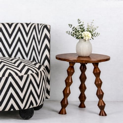 Image of Decor Corner Table Coffee Table Side Table, Round Solid Wood End Table Coffee Table Flower Stand Sofa Side for Living Room Balcony (Walnut)