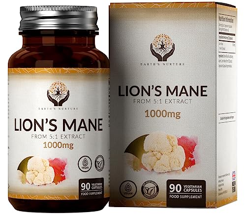 EN Lions Mane | 1000mg Lion's Mane per Dose | Alta Potenza Fungo Criniera di Leone - 90 Lion-Mane Mushroom Capsules | Non-OGM, Senza Glutine e Allergeni | Prodotto nel Regno Unito