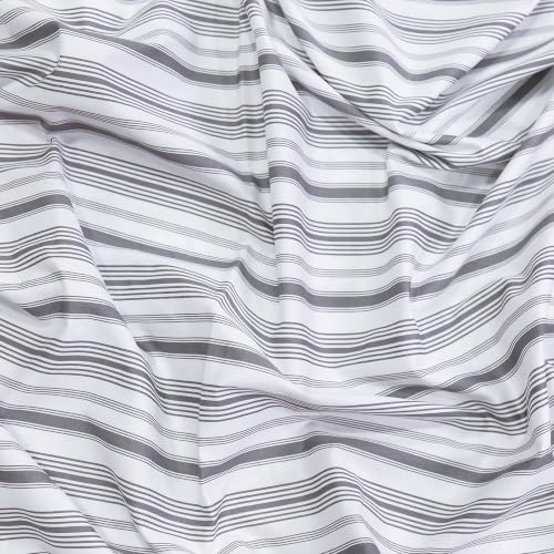Image of Feather & Stitch Printed 500 TC Split King Size Sheet Set, 5 Piece Bed Sheets Set, 2 Twin Fitted Sheet, 1 King Flat Sheet & 2 King Pillowcases, 18 inch Deep Pockets Sateen Weave - Grey Stripe Print