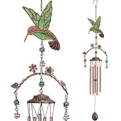 Wind Chimes - Hummingbird Wind Chimes for Outside Deep Tone 34 inches 5 Aluminum Tubes, Birthday Anniversary Memorial Hummingbird Gifts for Mom, Grandma, Decorations for Home, Garden, Patio, Backyard