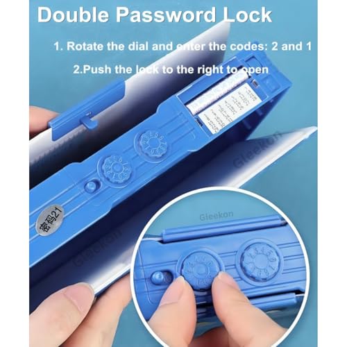 Image of Space Astronaut Pencil Box for Boys & Girls, Plastic Password Lock Pencil Box for School Kids Cute Button Pencil case Compass Box Gift for Boys,(Space Blue)