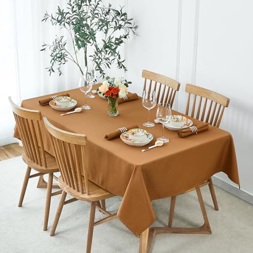 Image of maxmill Fall Cloth Napkins 20 x 20 Inch Weaved Texture Design Soft Comfortable Luxury Serviette for Harvest Thanksgiving Family Dinners Weddings Parties and Banquets Set of 4 Pieces, Amber