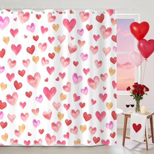 Ckihgenn Valentines Shower Curtain,Pink and Red...