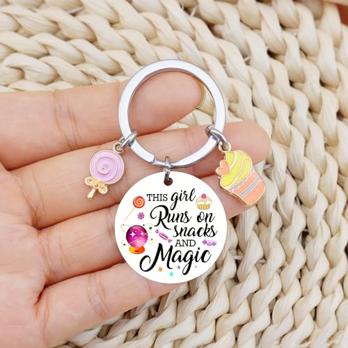 Cute Keychain Gifts For 18 Year Old Girls Women Teen Girl Birthday Gifts Trendy Stuff Funny Little Girls Keychain Charms Jewelry Christmas This Girl Runs On Snacks And Magic3