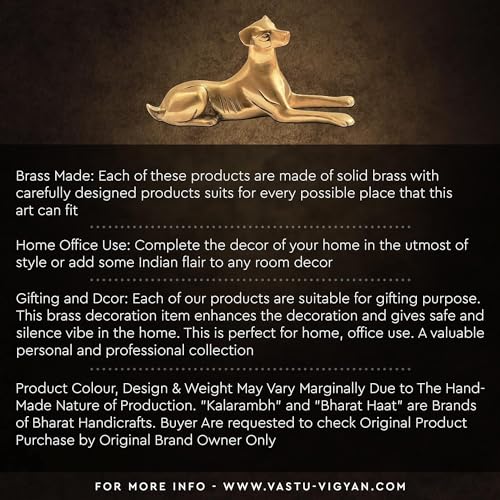 Image of Brass Dog Statue | Weight - 1 kg Approx | Zonal Placement - ESE | Home Decor | Dog Showpiece | Vastu Remedy | Dog Statue for Home Decor