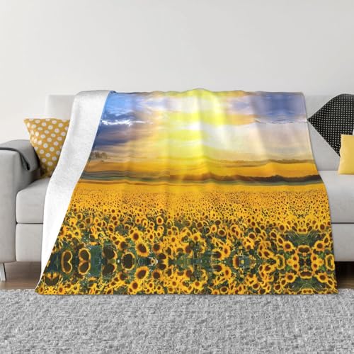 Couverture lit flanelle tournesol doré douce chaude 203x152cm - 2