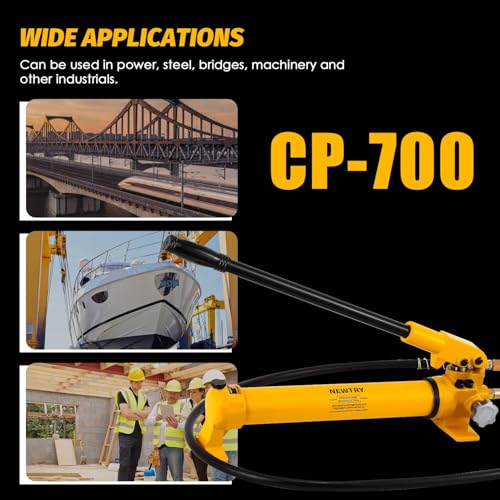 Image of NEWTRY 50 ton Low Profile Hydraulic Ram Jack + Hand Pump Stoke 16mm(0. 63inch) Mini Protable Hydraulic Cylinder Industrial Super Thin Lifting Jack