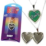RUBY PERSONALISED HEART SHAPED NAMED MOOD LOCKET FUN GIFT PRESENT