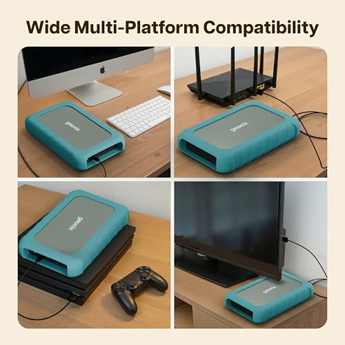 Image of Geonix PowerShell AL7 4TB External Hard Drive 3.5 Inch Desktop HDD with 12V External Power Adapter, USB 3.1 5Gbps UASP, Shockproof, Windows /macOS /Linux /Android, 3 Year Warranty (Martini Gray)