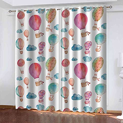 Rideau salon montgolfière aquarelle pour créer un cocon doux dans la maison