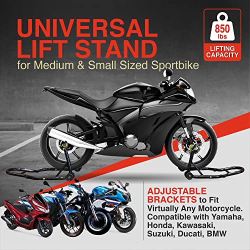 Venom Motorcycle Stand Lift Front Rear Combo Stand Lift Stand, Front Wheel Fork Stand Rear Wheel Swingarm Spool Stand, Universal Fit, Compatible With Most Yamaha Honda Kawasaki Suzuki Bmw Motorcycles #TOP5