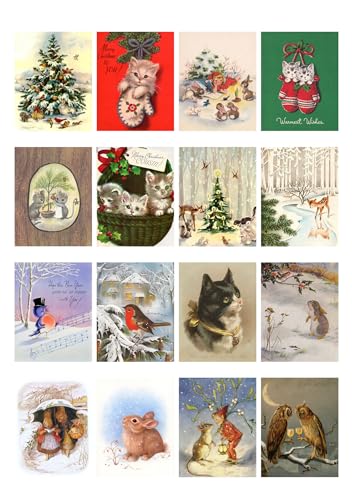 Papier à découper Noël vintage de qualité supérieure avec motifs de chatons - 3