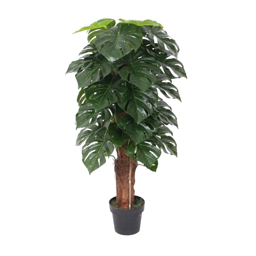 Lacers SMARAGDLINE pflegeleichte künstliche Monstera im Topf – Fensterblatt 120cm, realistische Optik, Dekoration für Wohnzimmer, Balkon und Büroräume-pflegeleicht, langanhaltend ohne spezielle Pflege